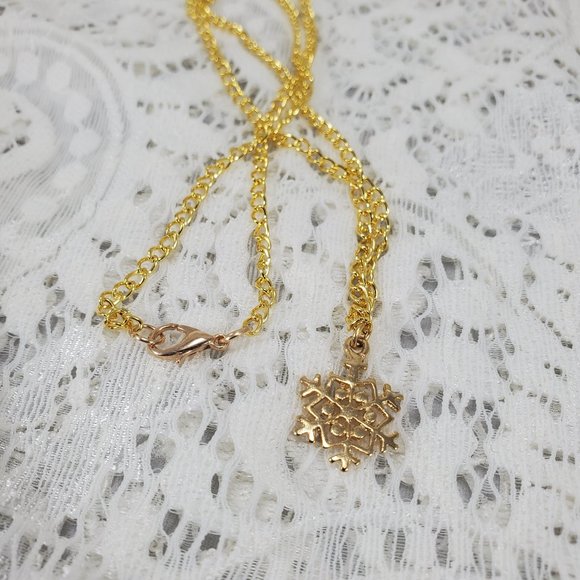 Stainless Steel Gold Snowflake hand-made necklace - Picture 10 of 12